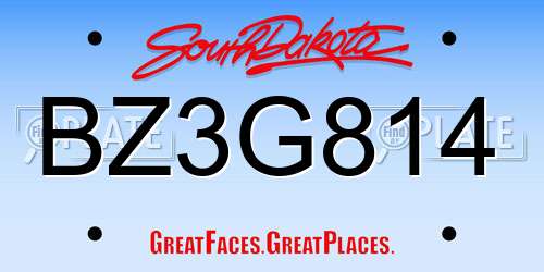 BZ3G814 South Dakota License Plate