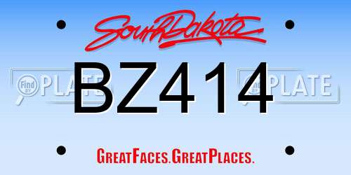 BZ414 South Dakota License Plate