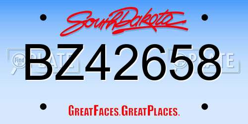 BZ42658 South Dakota License Plate