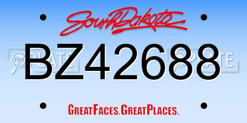 BZ42688 South Dakota License Plate