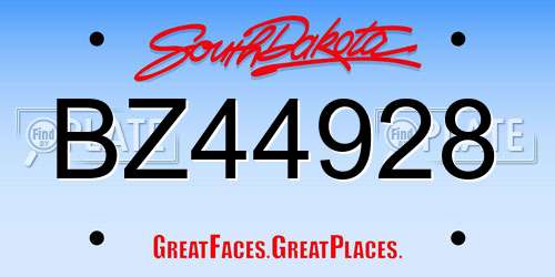 BZ44928 South Dakota License Plate