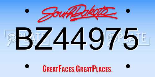 BZ44975 South Dakota License Plate