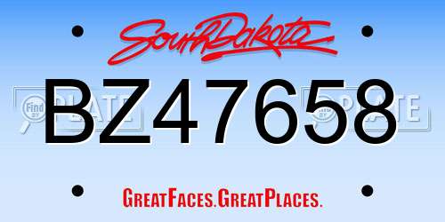 BZ47658 South Dakota License Plate