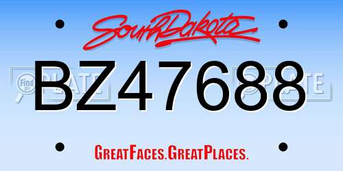 BZ47688 South Dakota License Plate