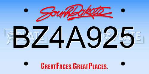 BZ4A925 South Dakota License Plate