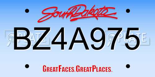 BZ4A975 South Dakota License Plate