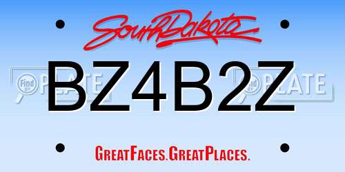 BZ4B2Z South Dakota License Plate