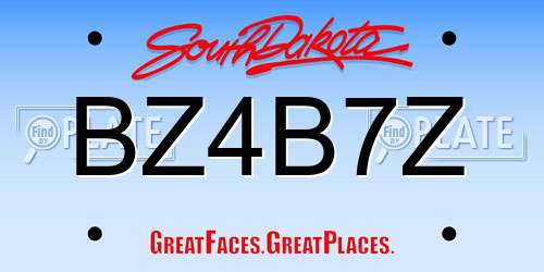 BZ4B7Z South Dakota License Plate