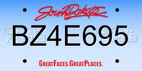 BZ4E695 South Dakota License Plate