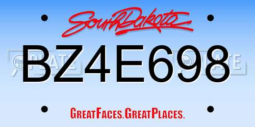 BZ4E698 South Dakota License Plate