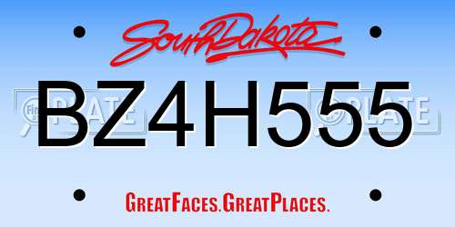 BZ4H555 South Dakota License Plate