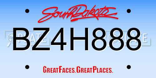 BZ4H888 South Dakota License Plate