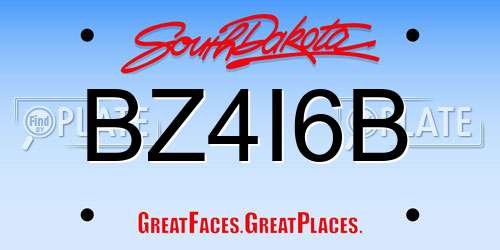 BZ4I6B South Dakota License Plate