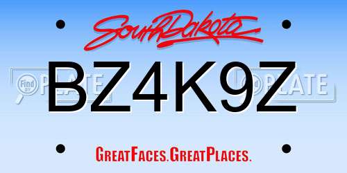 BZ4K9Z South Dakota License Plate