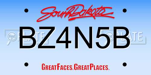 BZ4N5B South Dakota License Plate
