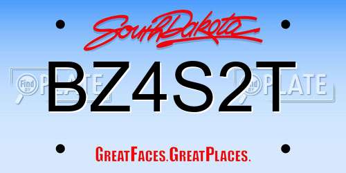 BZ4S2T South Dakota License Plate