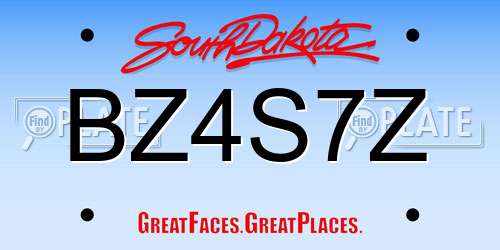 BZ4S7Z South Dakota License Plate