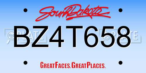 BZ4T658 South Dakota License Plate
