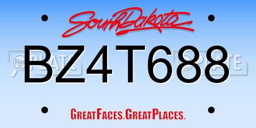 BZ4T688 South Dakota License Plate