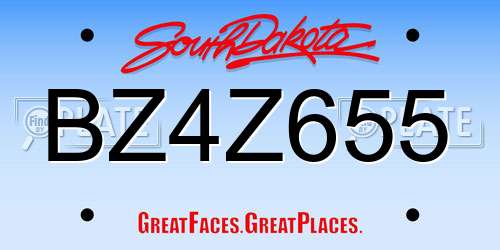 BZ4Z655 South Dakota License Plate