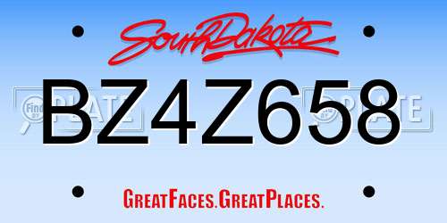 BZ4Z658 South Dakota License Plate