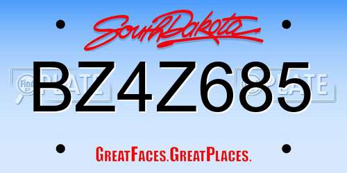 BZ4Z685 South Dakota License Plate