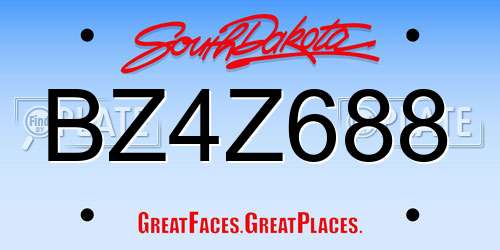 BZ4Z688 South Dakota License Plate