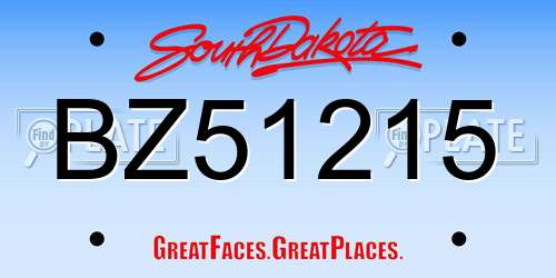 BZ51215 South Dakota License Plate