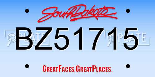 BZ51715 South Dakota License Plate