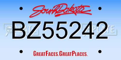 BZ55242 South Dakota License Plate