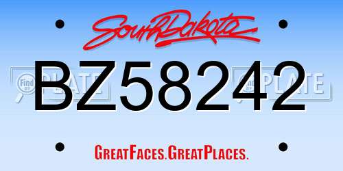 BZ58242 South Dakota License Plate