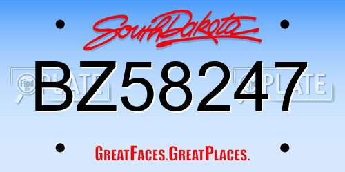 BZ58247 South Dakota License Plate