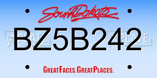 BZ5B242 South Dakota License Plate