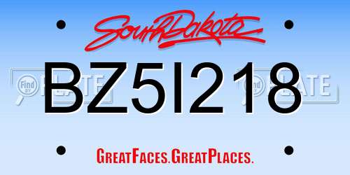 BZ5I218 South Dakota License Plate