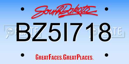 BZ5I718 South Dakota License Plate