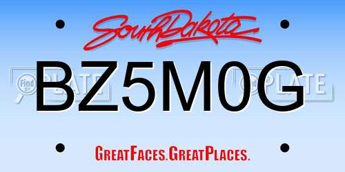 BZ5M0G South Dakota License Plate