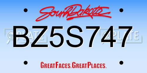 BZ5S747 South Dakota License Plate