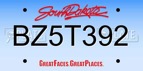 BZ5T392 South Dakota License Plate