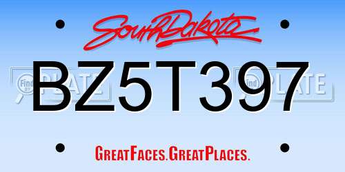 BZ5T397 South Dakota License Plate