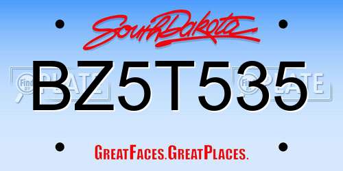 BZ5T535 South Dakota License Plate