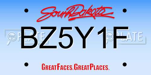 BZ5Y1F South Dakota License Plate