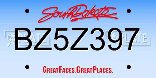 BZ5Z397 South Dakota License Plate