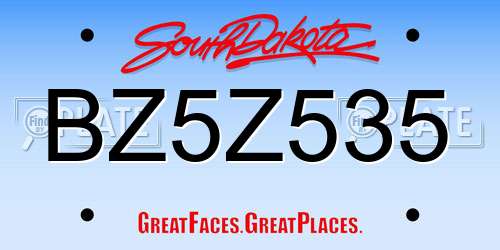 BZ5Z535 South Dakota License Plate