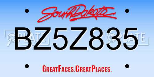 BZ5Z835 South Dakota License Plate