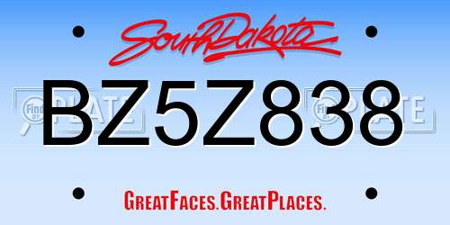 BZ5Z838 South Dakota License Plate