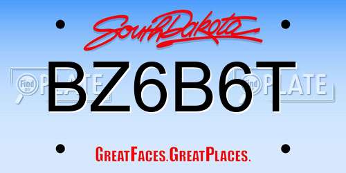 BZ6B6T South Dakota License Plate