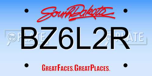 BZ6L2R South Dakota License Plate