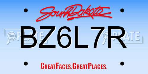 BZ6L7R South Dakota License Plate