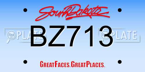 BZ713 South Dakota License Plate