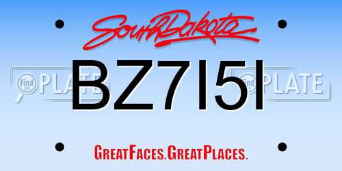 BZ7I5I South Dakota License Plate
